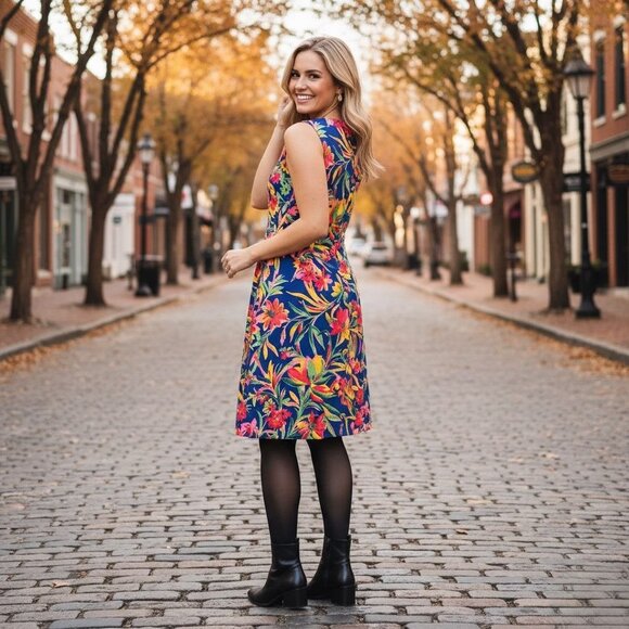 J.Crew Tropical Floral Bodycon Shift Dress Knee Length Sleeveless Multicolor 4 - Picture 3 of 12